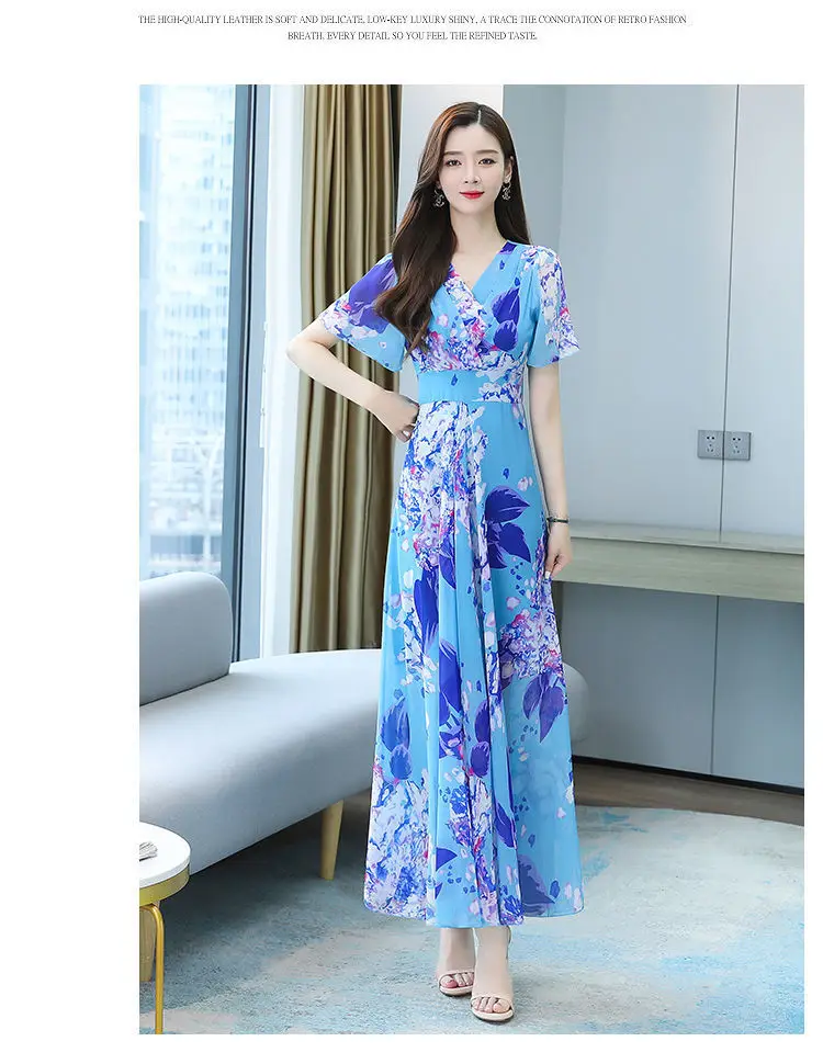 2025 Floral V Neck Skirt Dress Plus Size Women — feature 9