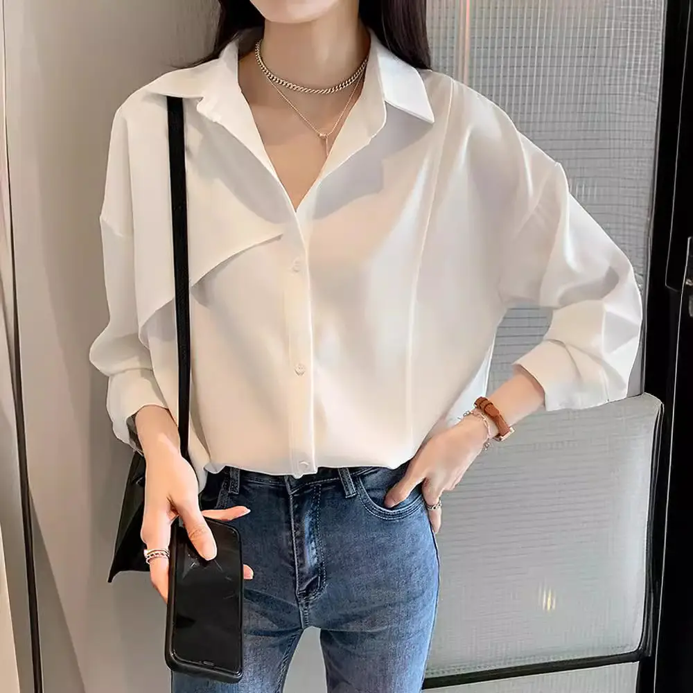 Women French Style White Blouse Top 2025 Spring - Image 5