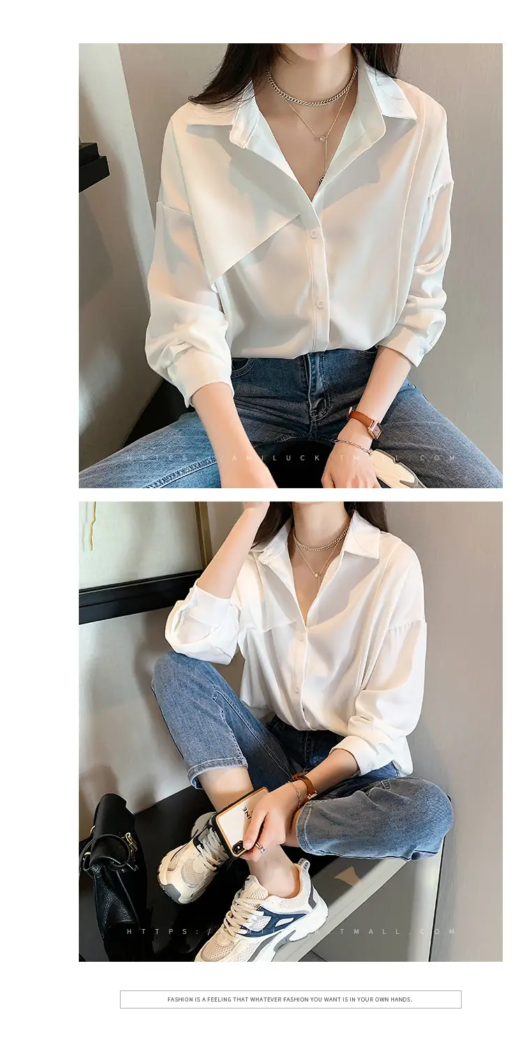 Women French Style White Blouse Top 2025 Spring — feature 15