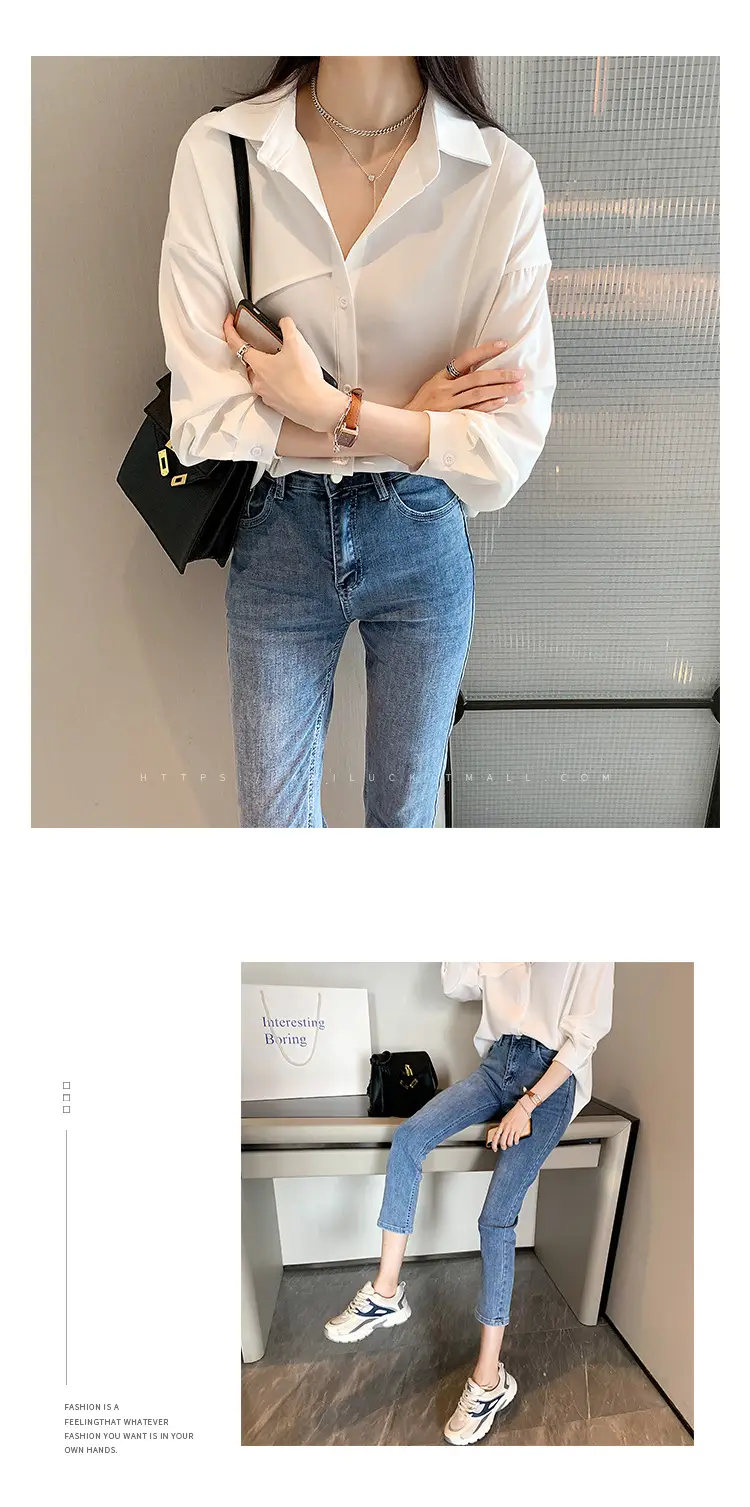 Women French Style White Blouse Top 2025 Spring — feature 19