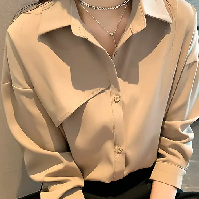 Women French Style White Blouse Top 2025 Spring - Image 2