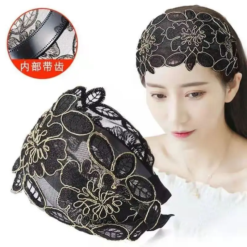 Black Lace Hair Cover with Tooth Design for Women - Image 8