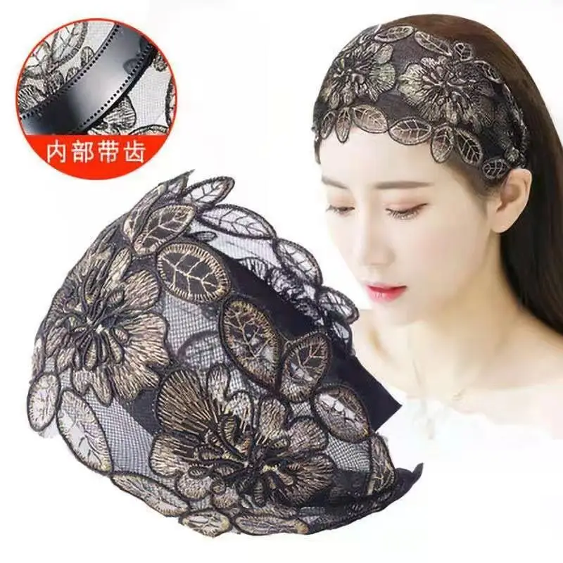 2# [wide lace hair hoop] champagne
