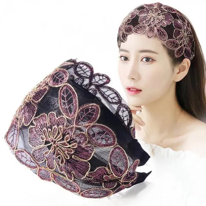 5# [wide lace headband] Purple