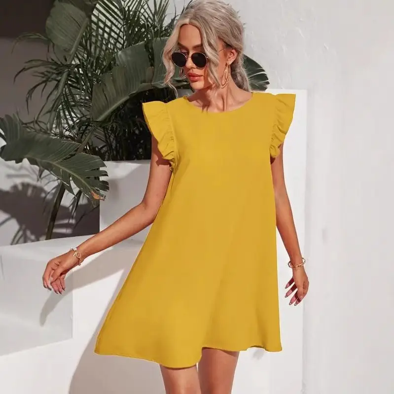 2022 Summer Women's Yellow Slim Fit Dress - Image 9