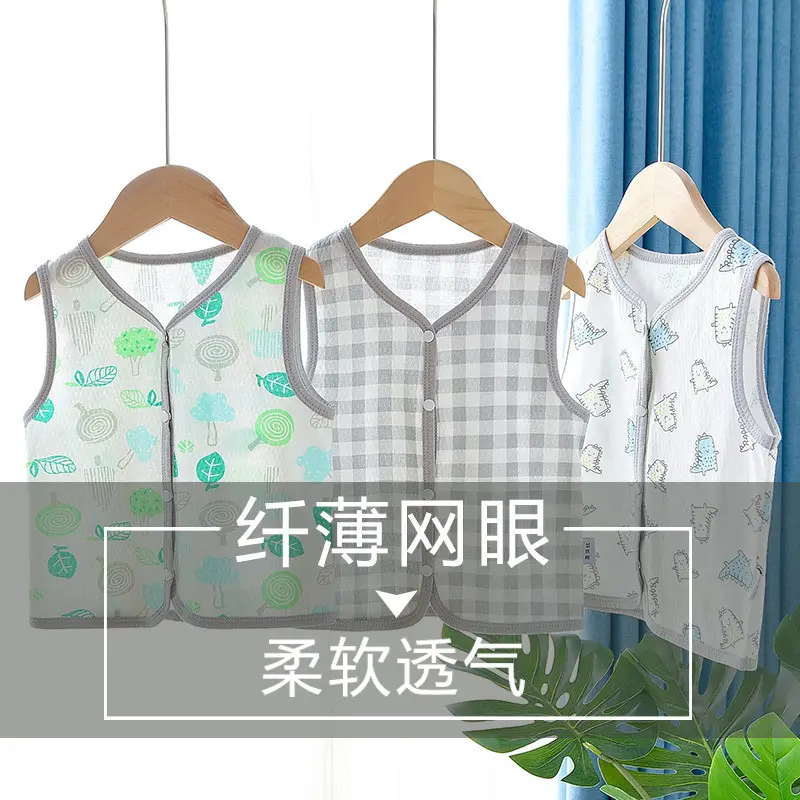 Children's Pink Gingham Vest Veston Style Cotton Summer Top