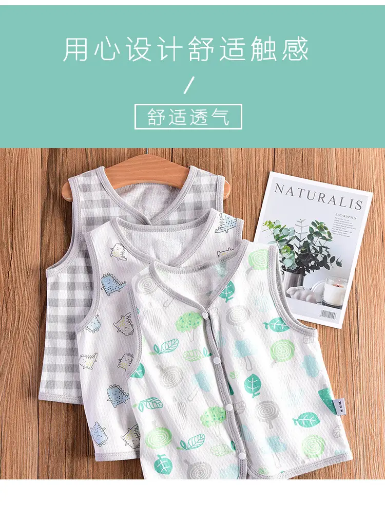 Children's Pink Gingham Vest Veston Style Cotton Summer Top — feature 10