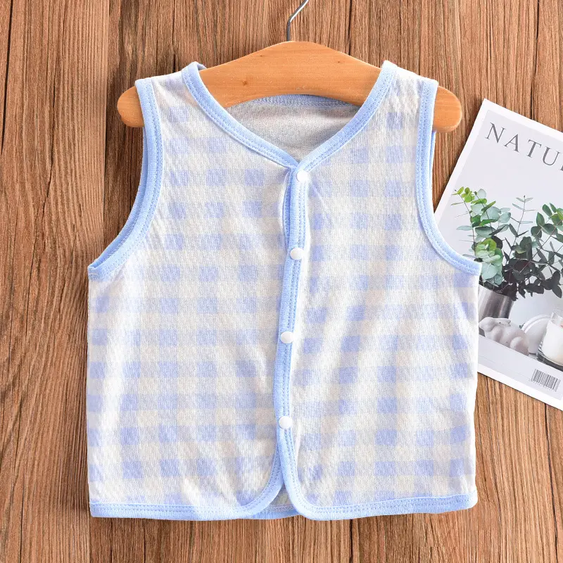 Children's Pink Gingham Vest Veston Style Cotton Summer Top — feature 2