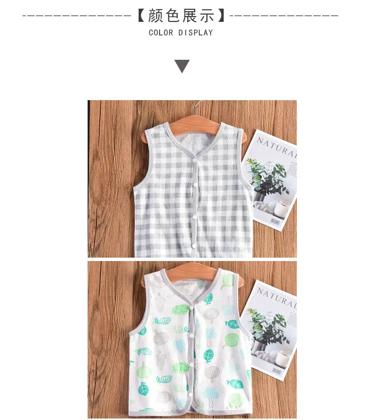 Children's Pink Gingham Vest Veston Style Cotton Summer Top — feature 8