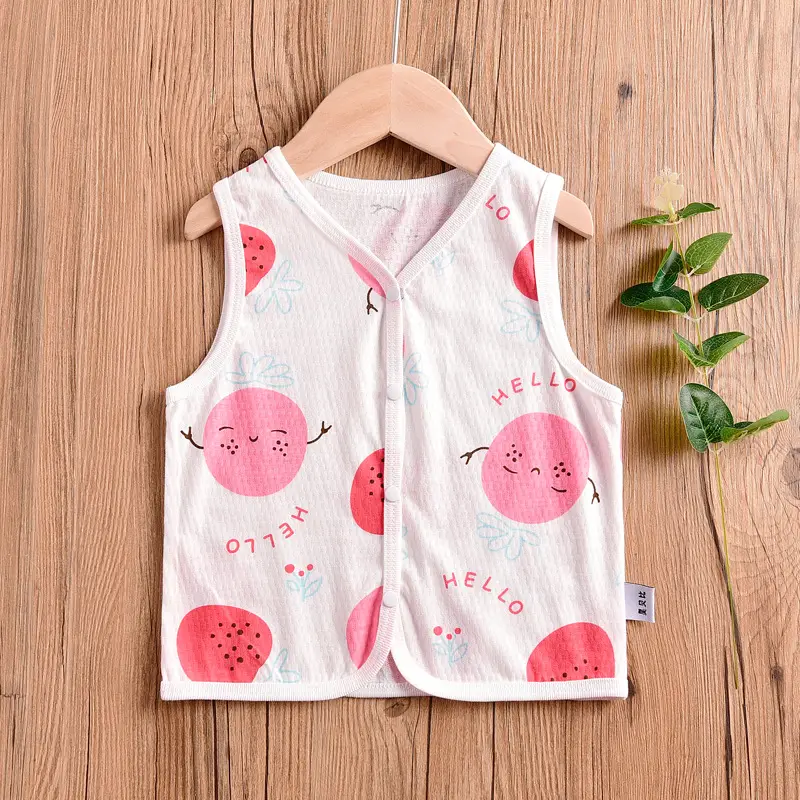 Children's Pink Gingham Vest Veston Style Cotton Summer Top