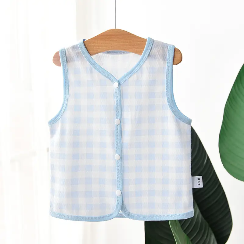 Children's Pink Gingham Vest Veston Style Cotton Summer Top