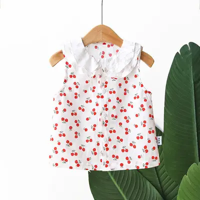 Children's Pink Gingham Vest Veston Style Cotton Summer Top