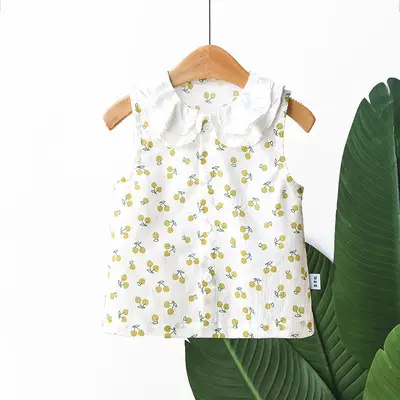 Children's Pink Gingham Vest Veston Style Cotton Summer Top