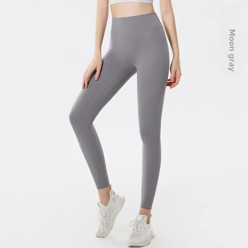 Grey Slim Fit Yoga Pants High Waist Sports Fitness Women