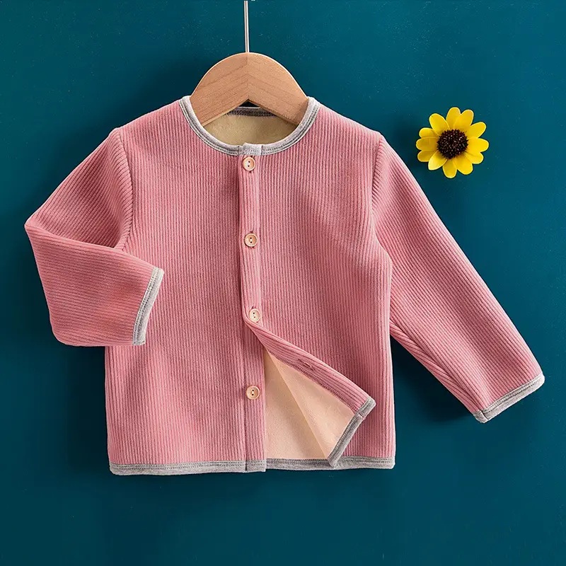 Baby Pink Velvet Cardigan 6Yrs Warm Autumn Clothing - Image 4