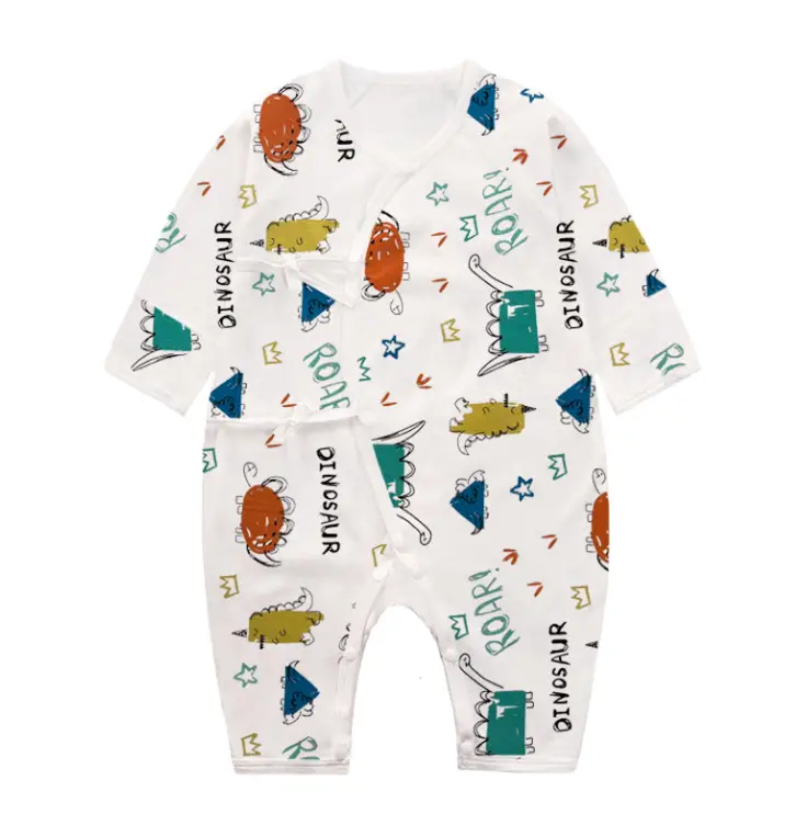 Newborn Baby Cotton Suit White Dinosaur Print