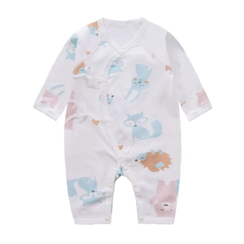 Newborn Baby Cotton Suit White Dinosaur Print