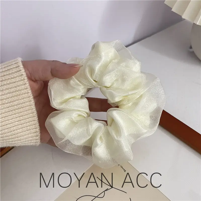 Organza Bowel Hair Rings Black White Brown Double Layer Mesh - Image 3