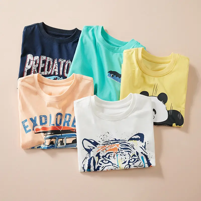 Pure Cotton Kids T-Shirt Green Short Sleeve