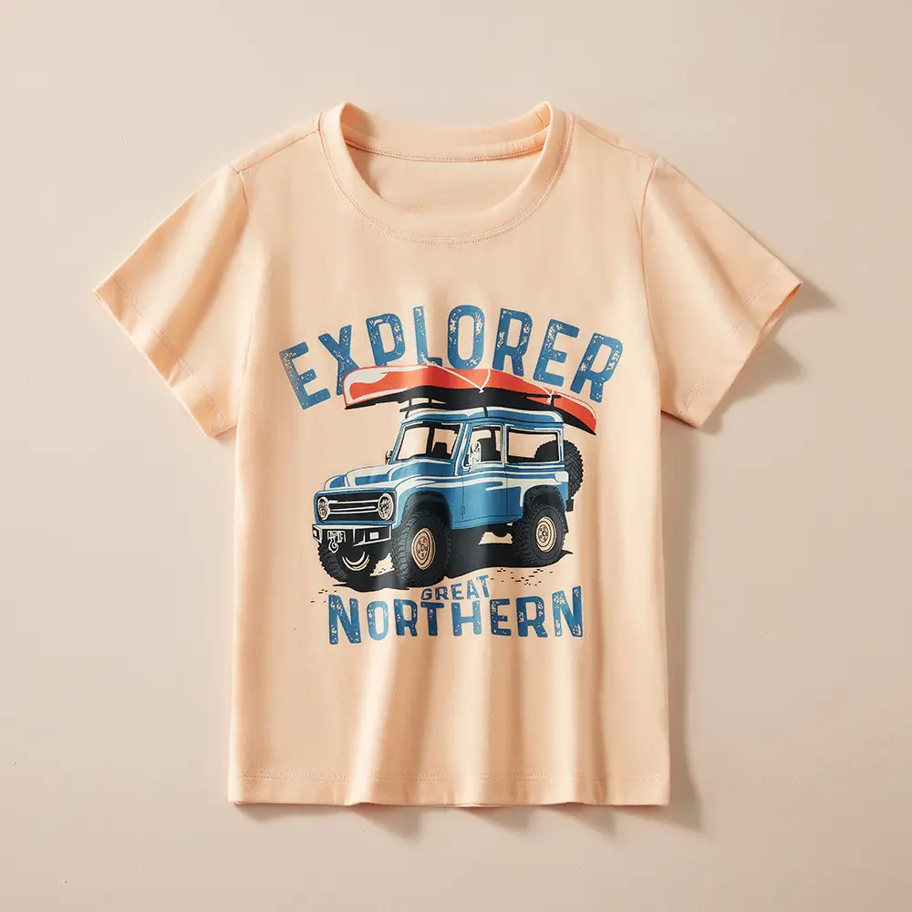 Pure Cotton Kids T-Shirt Green Short Sleeve