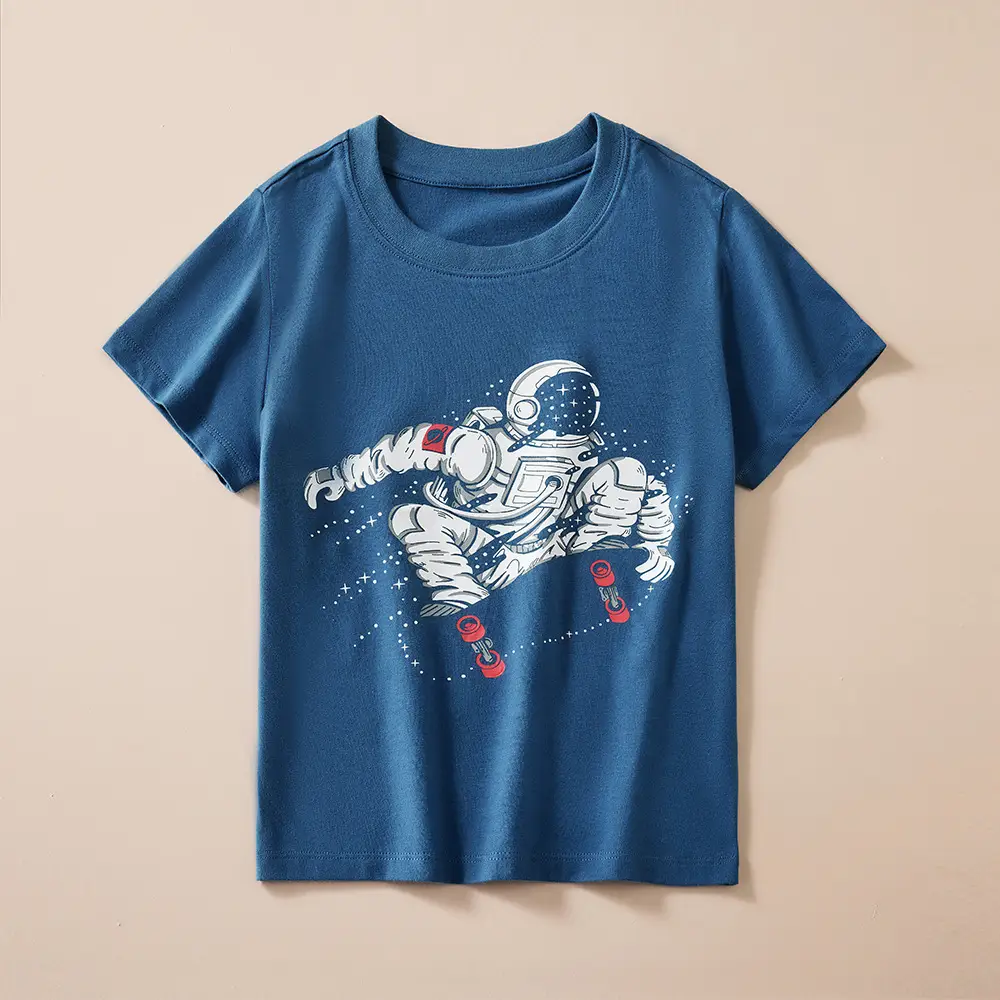 Pure Cotton Kids T-Shirt Green Short Sleeve