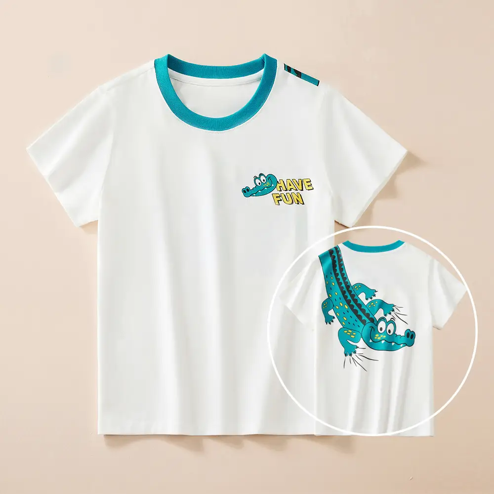 Pure Cotton Kids T-Shirt Green Short Sleeve