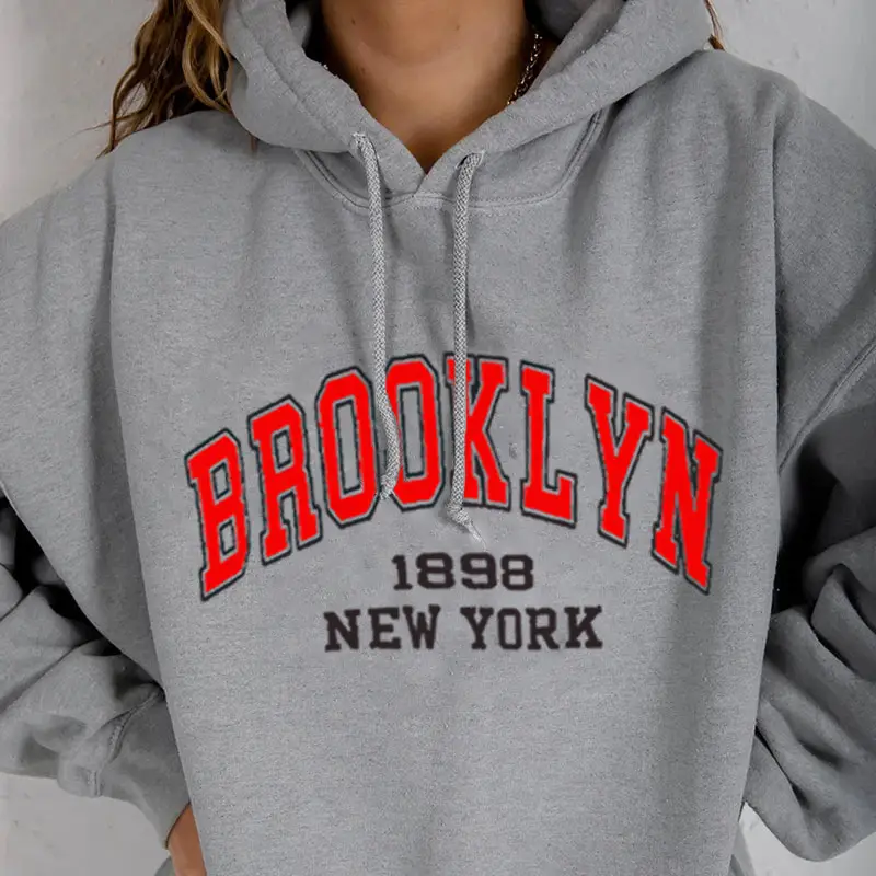 Brooklyn Fleece Hoodie Pink & Cream for Men Women - Image 16