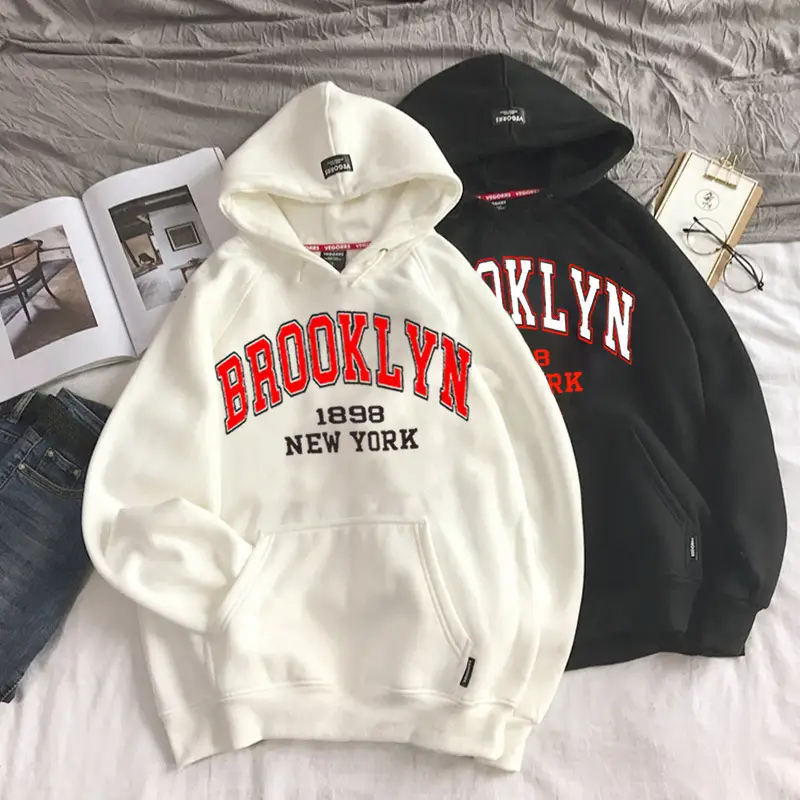 Brooklyn Fleece Hoodie Pink & Cream for Men Women - Image 18
