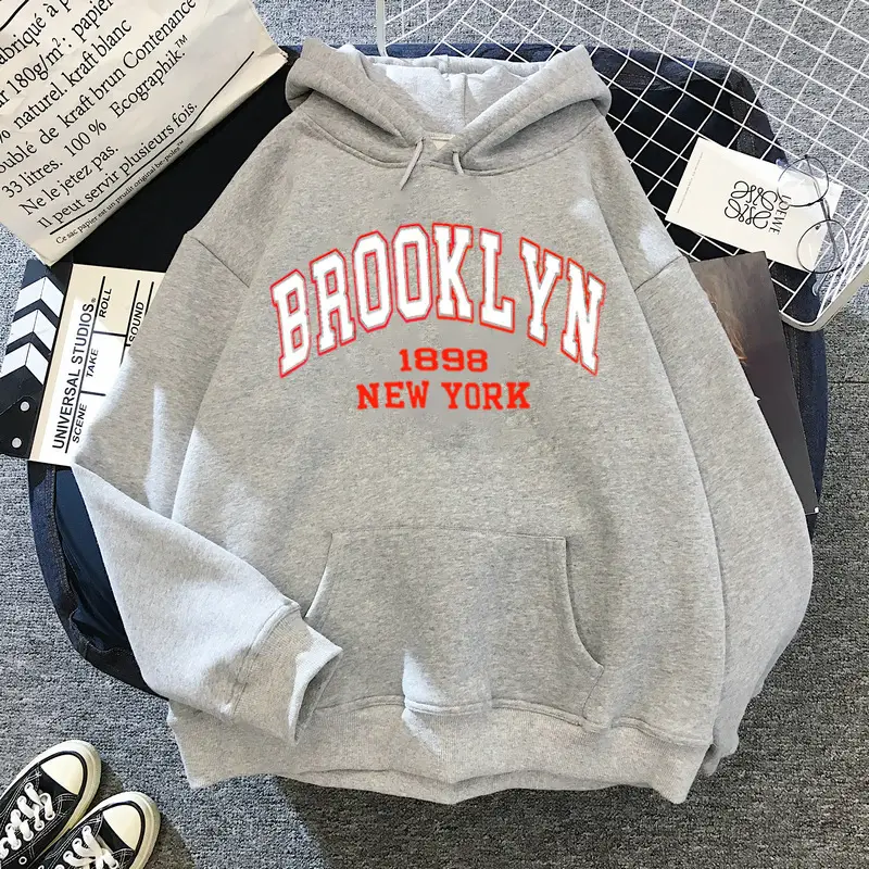 Brooklyn Fleece Hoodie Pink & Cream for Men Women - Image 11