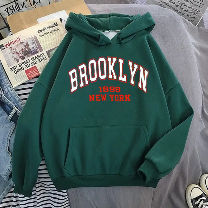 Brooklyn Fleece Hoodie Pink & Cream for Men Women - Image 13