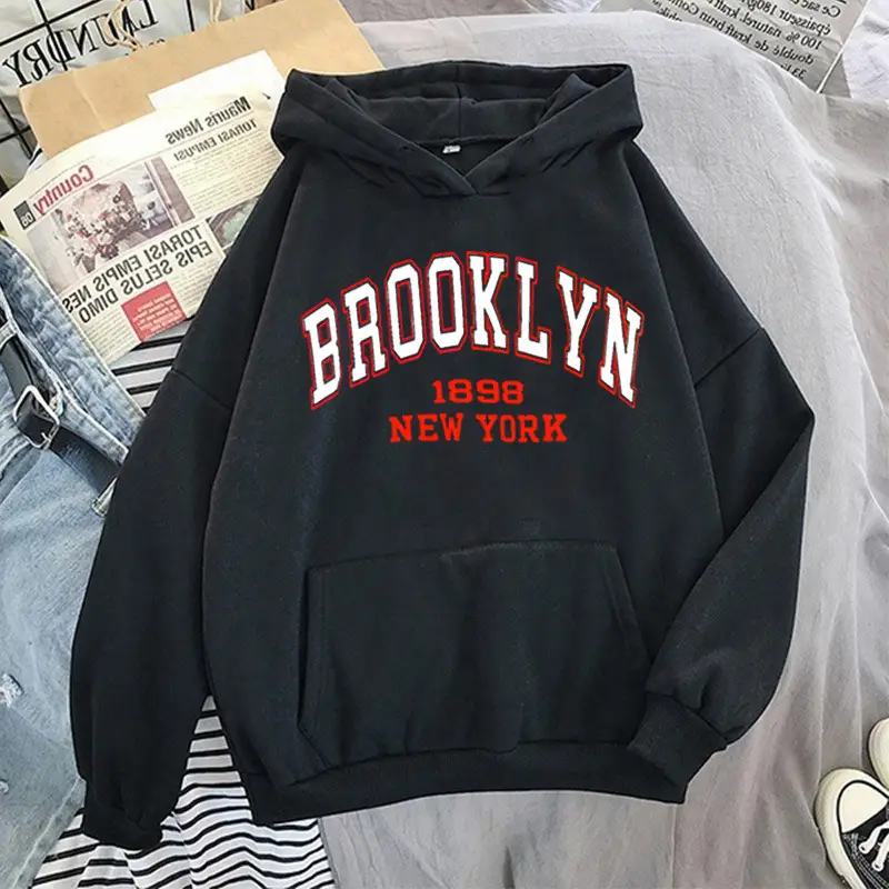 Brooklyn Fleece Hoodie Pink & Cream for Men Women - Image 14