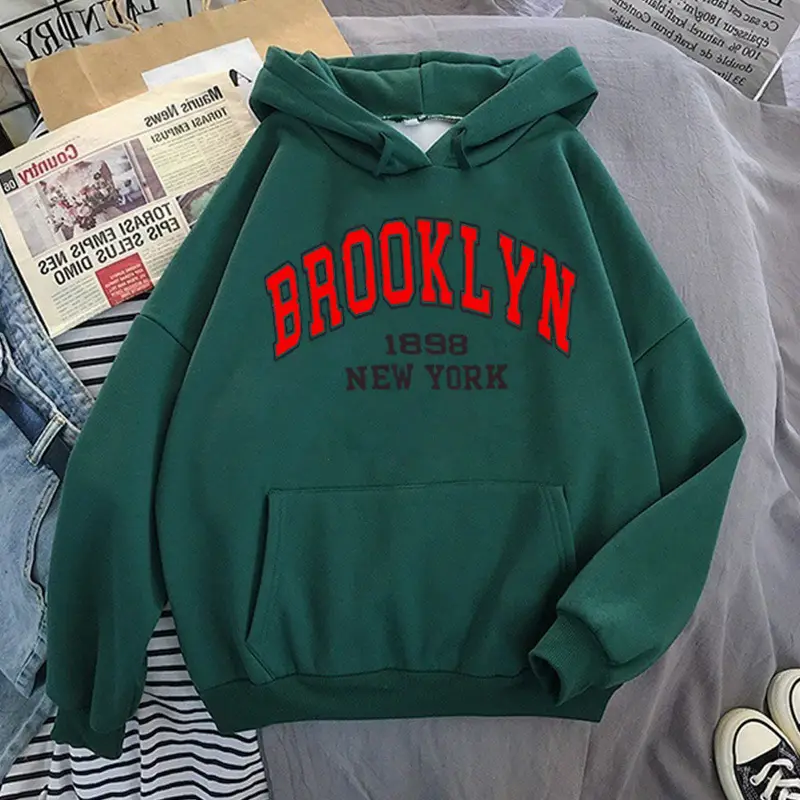 Brooklyn Fleece Hoodie Pink & Cream for Men Women - Image 6