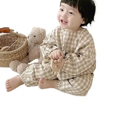 Korean Style Infant Plaid Top Pants Set Spring Summer - Image 5