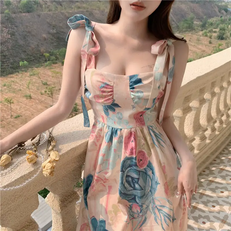 Super Fairy Printed Strap Dress Floral Print - Image 4