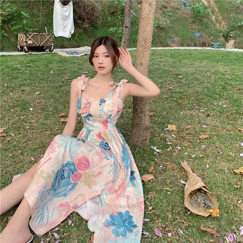 Super Fairy Printed Strap Dress Floral Print - Image 5