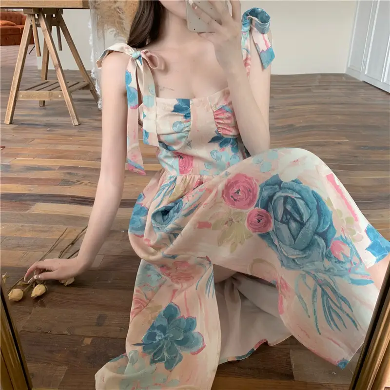 Super Fairy Printed Strap Dress Floral Print — feature 4