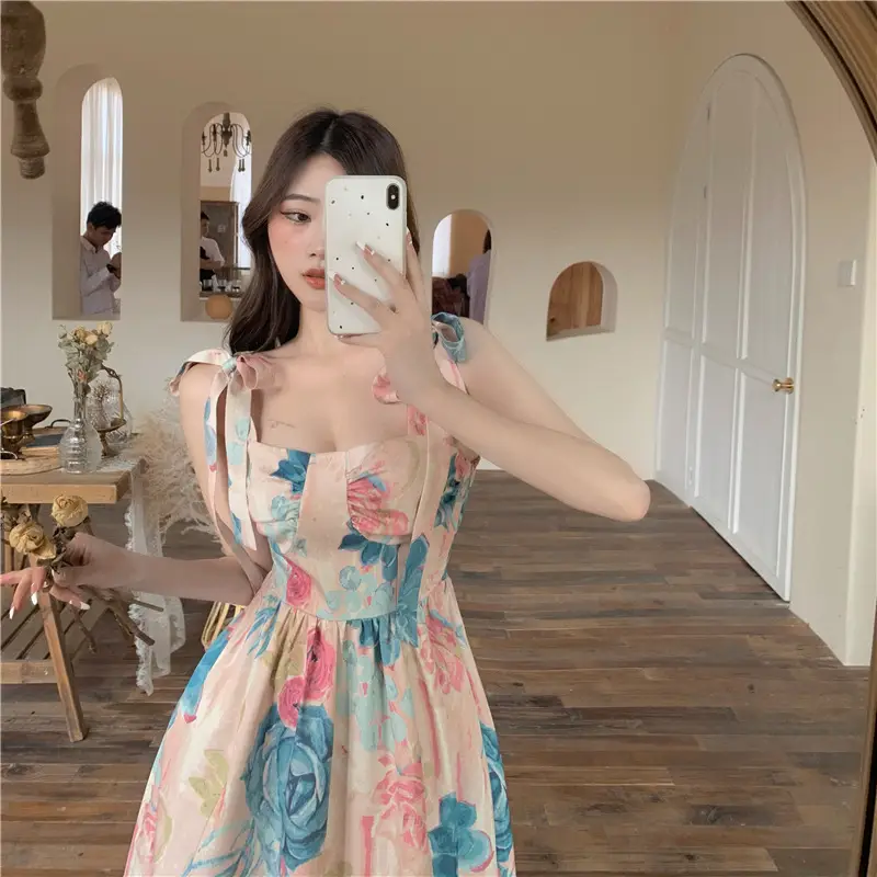 Super Fairy Printed Strap Dress Floral Print — feature 9
