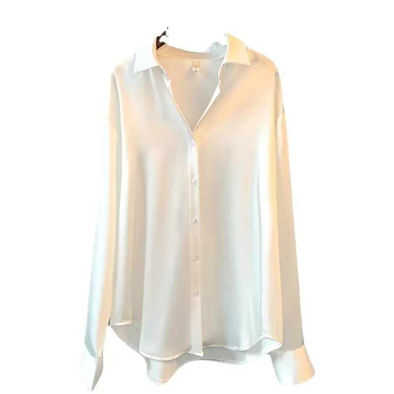 Long Sleeve Satin Shirt Women's White 2025 Spring Summer Sun Protection - Image 25
