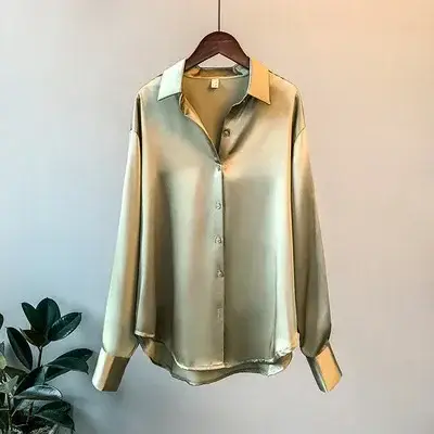 Long Sleeve Satin Shirt Women's White 2025 Spring Summer Sun Protection - Image 20