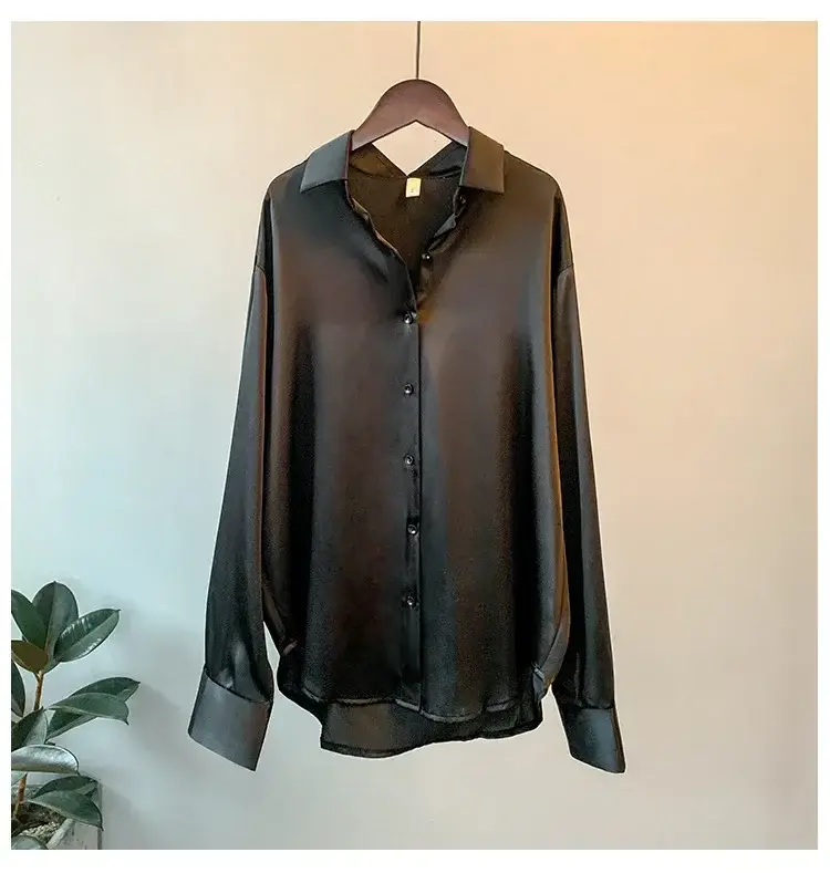 Long Sleeve Satin Shirt Women's White 2025 Spring Summer Sun Protection - Image 8