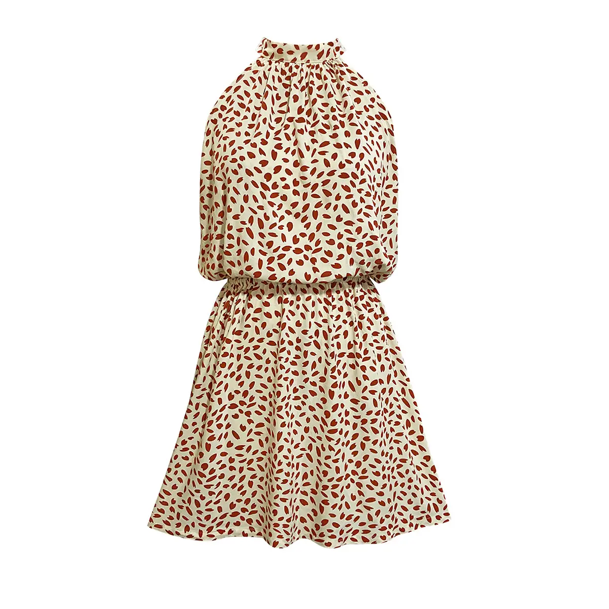 2024 Printed Off-Shoulder Halter Dress with Short Skirt — feature 15