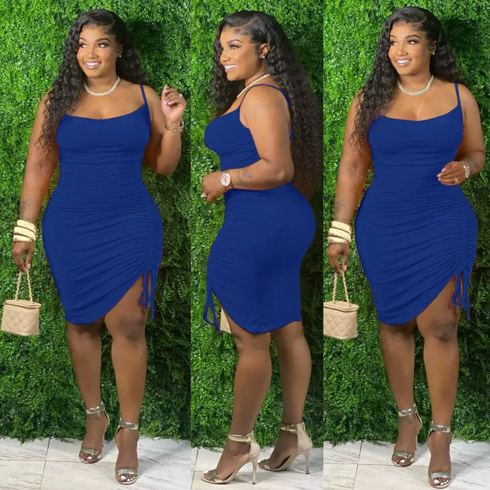 Purple Strap Single Side Pleated Midi Dress for Women — feature 11