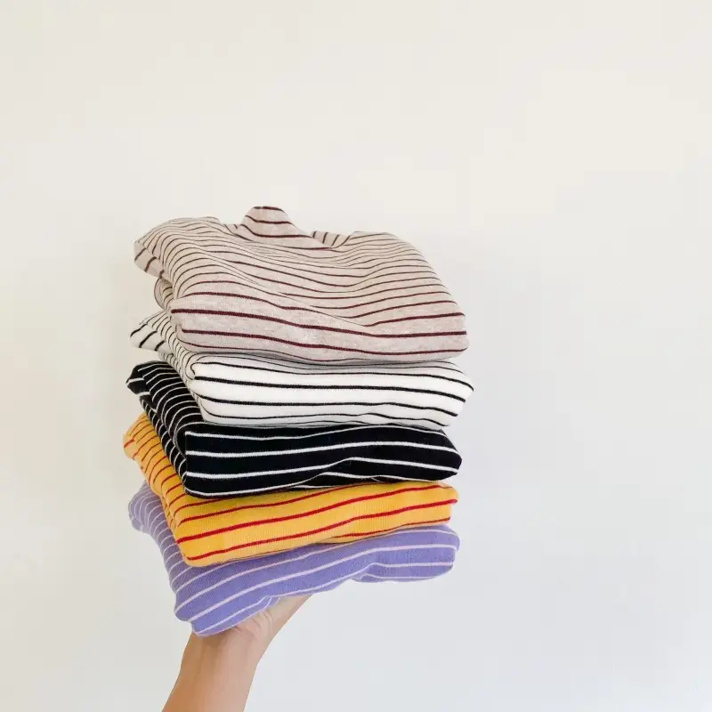 Children Fleece Striped Turtleneck Top Boys Baby Warm Top - Image 6