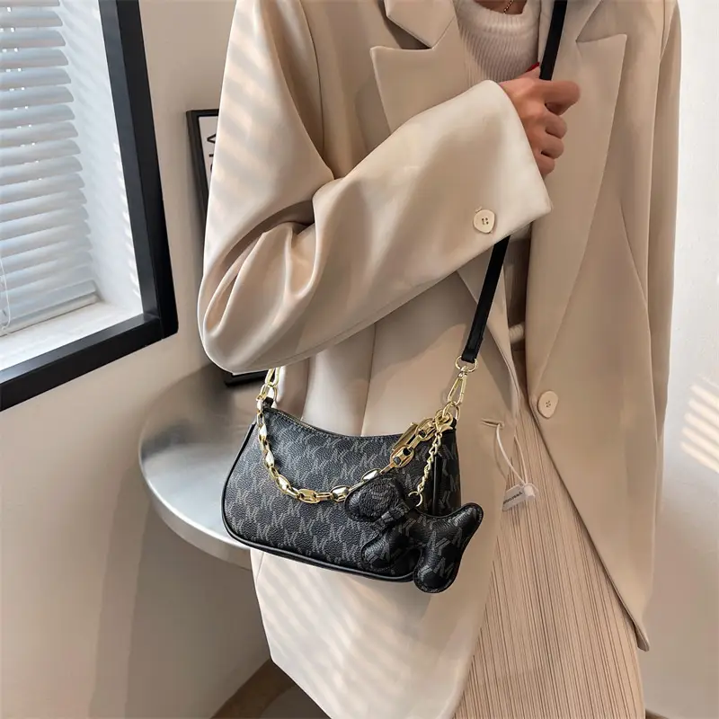 Spring & Summer Women's Chain Crossbody Bag Brown Gold - Image 5