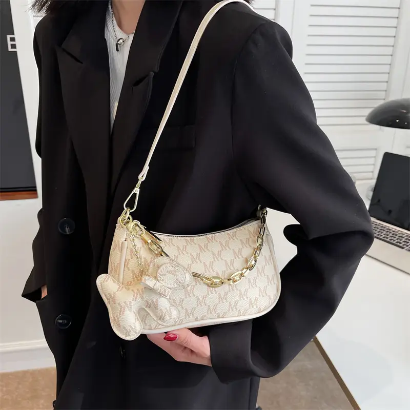 Spring & Summer Women's Chain Crossbody Bag Brown Gold - Image 6