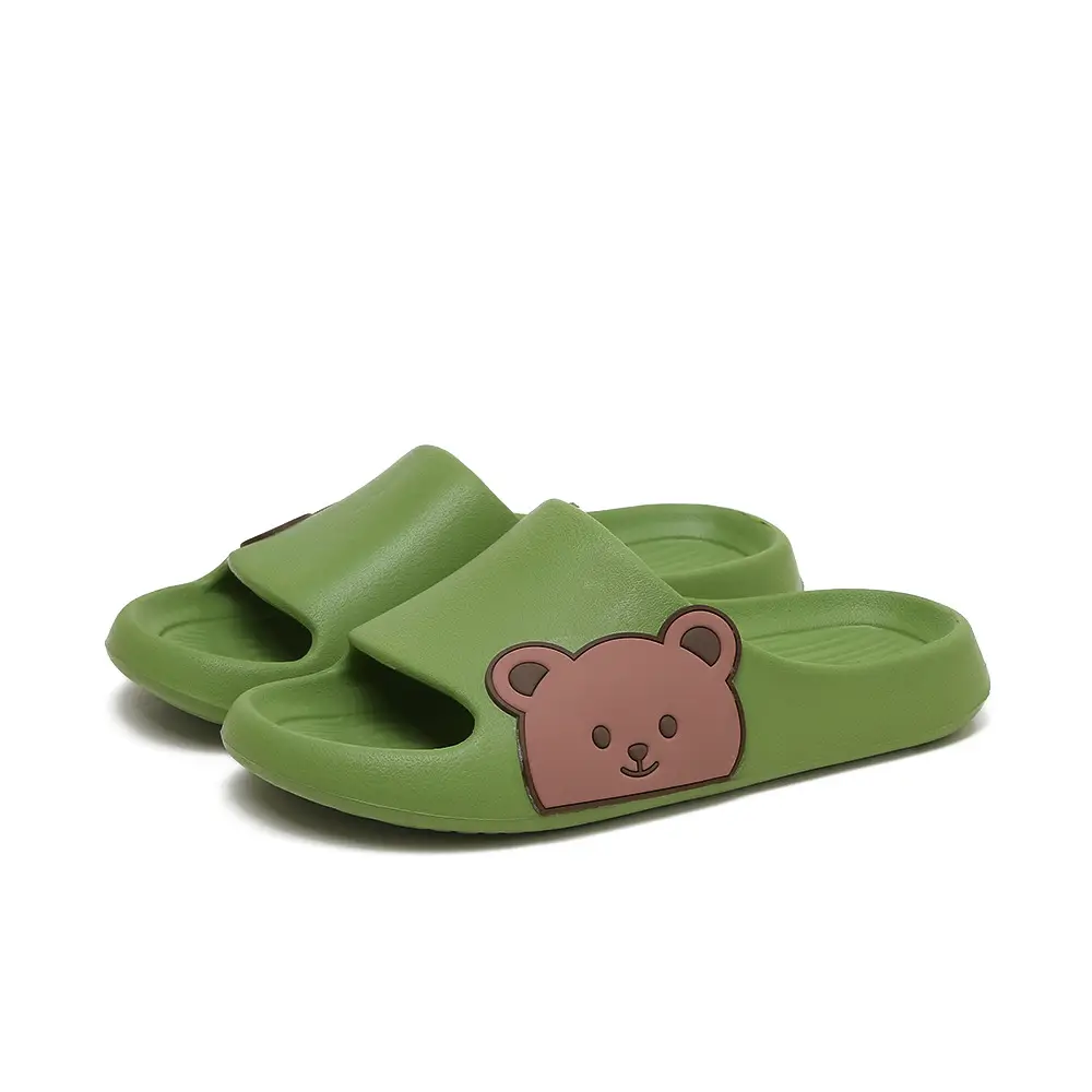 Summer Slippers for Women 2025 Cute Cartoon Flat Bear Home Indoor Thick Sole Couple Family Outdoor Wear Children - Image 2