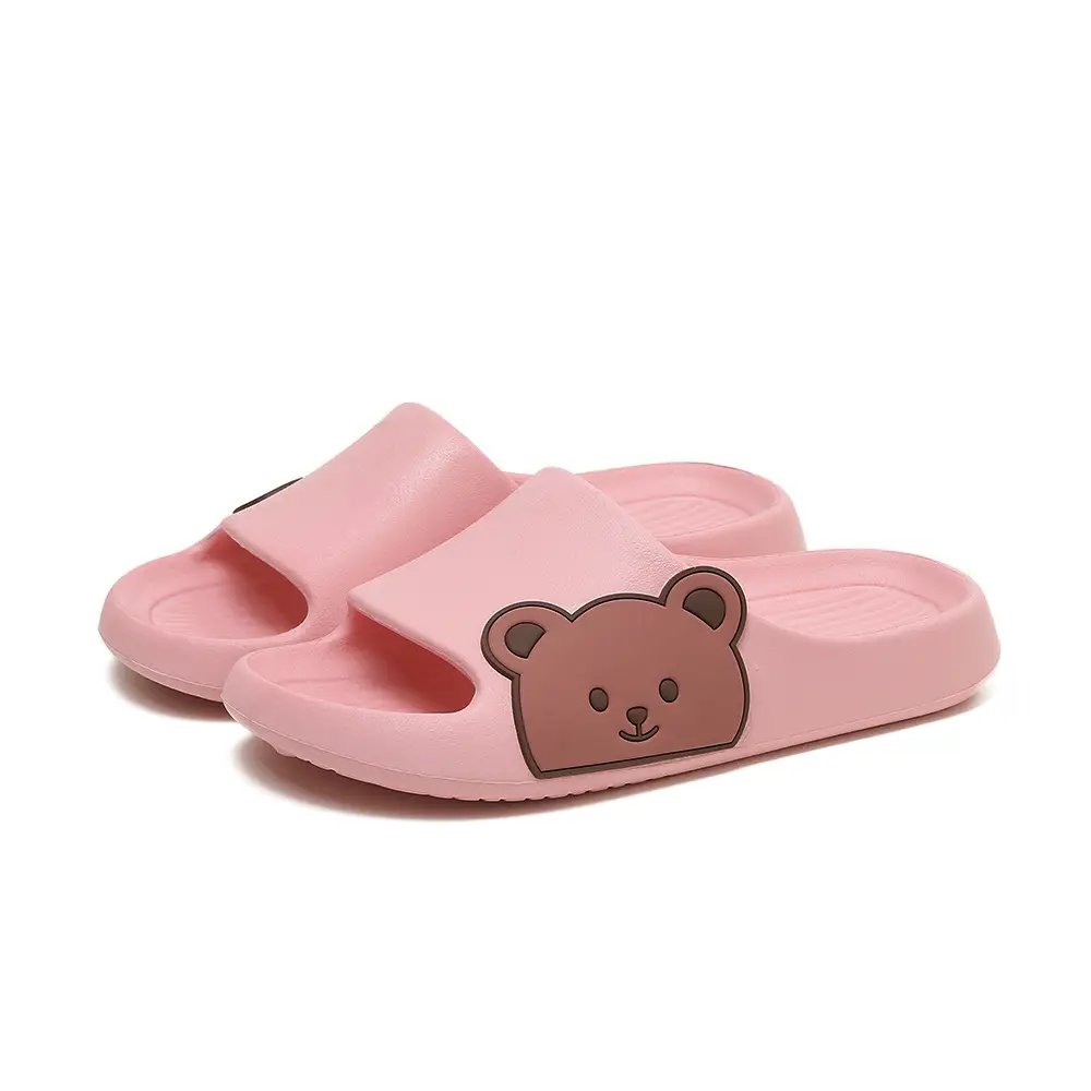 Summer Slippers for Women 2025 Cute Cartoon Flat Bear Home Indoor Thick Sole Couple Family Outdoor Wear Children - Image 3