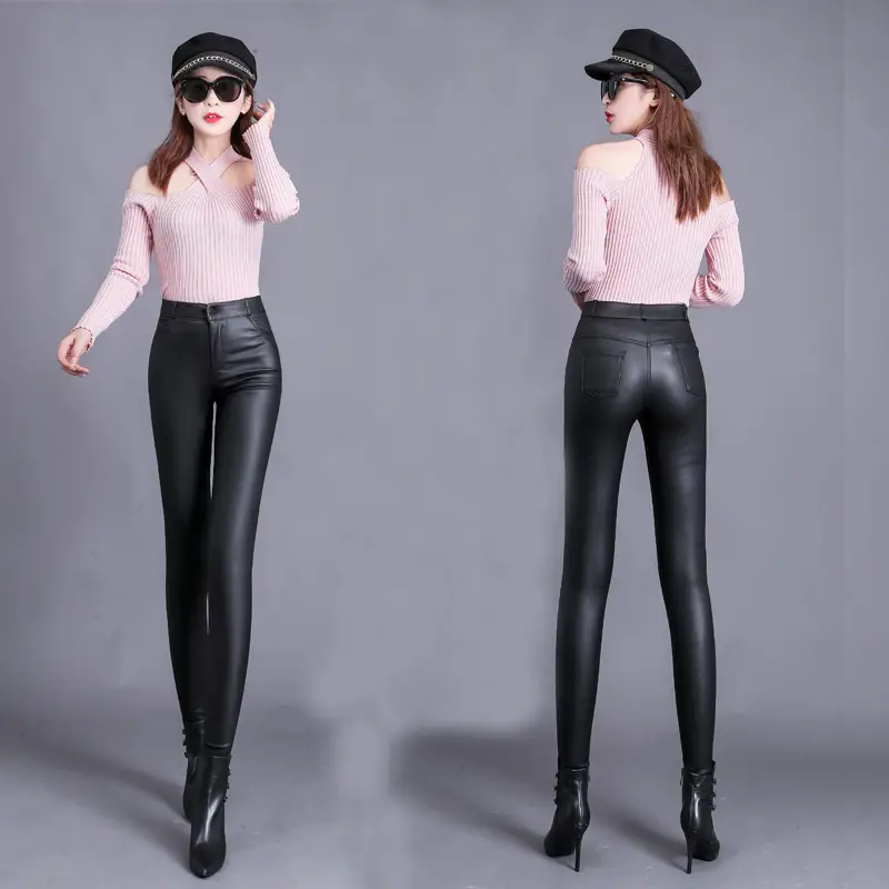 Women's Matte Leather High Waist Leggings Winter Warm