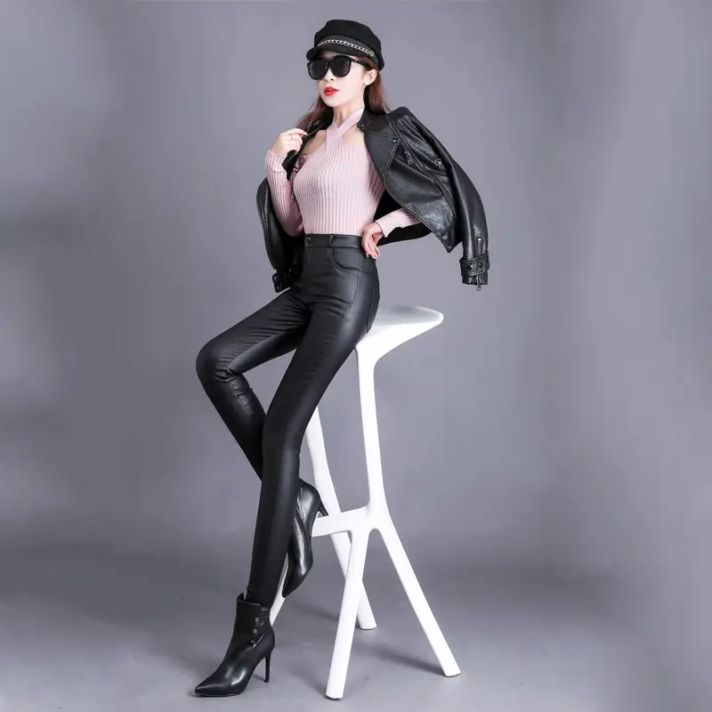 Women's Matte Leather High Waist Leggings Winter Warm