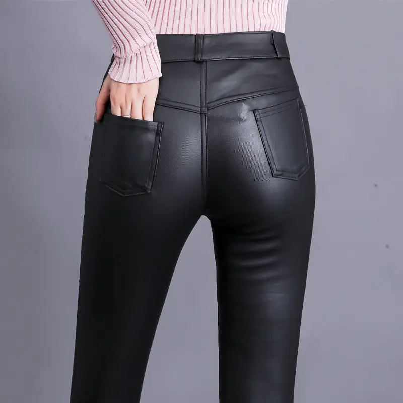 Women's Matte Leather High Waist Leggings Winter Warm